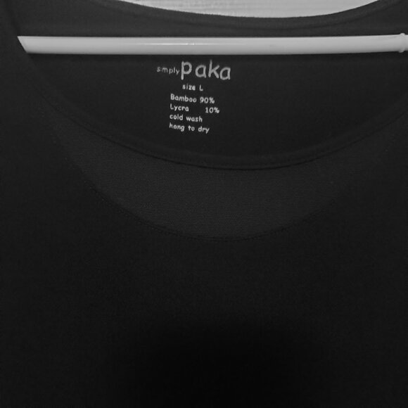 Black Simply Paka Bamboo and Lycra Top With Sheer Long Sleeves and Neck - Picture 2 of 9